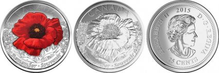 Canada 25 Cents Lot 2 pièces Coquelicots - 2015