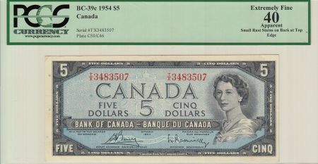 Canada 5 Dollars, Elizabeth II - Rivière - Type 1954 année 1972 - PCGS XF 40
