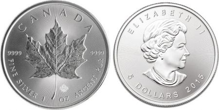 Canada 5 Dollars Elisabeth II - 1 Once Maple Leaf Argent 2015