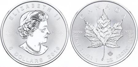 Canada 5 Dollars Elisabeth II - 1 Once Maple Leaf Argent 2016