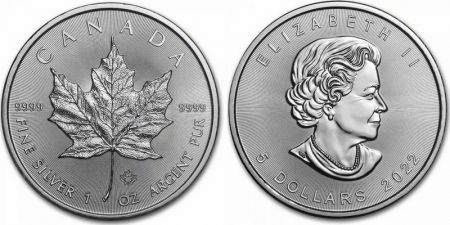 Canada 5 Dollars Elisabeth II - 1 Once Maple Leaf Argent 2022