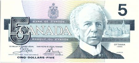 Canada 5 Dollars Sir Wilfried Laurier - 1986