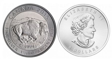 Canada 8 Dollars Elisabeth II - Bison 1 1/4 Once Argent 2015
