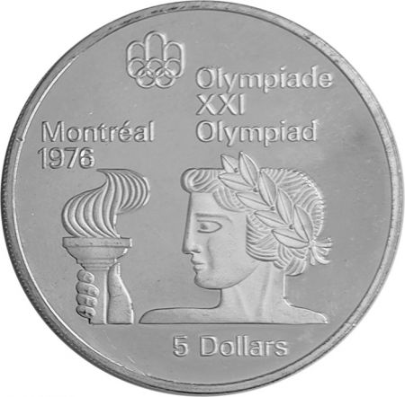 Canada Athlète avec torche - 5 Dollars Argent 1974 CANADA - Jeux Olympiques Montréal 1976