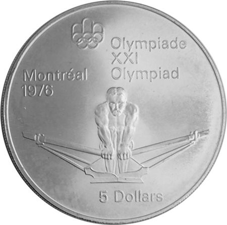 Canada Aviron - 5 Dollars Argent 1974 CANADA - Jeux Olympiques Montréal 1976