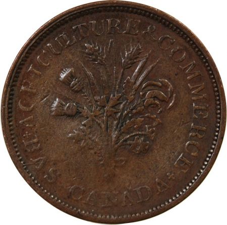 Canada BAS-CANADA  BOUQUET  JETON 1 SOU 1835 / 1838 MONTREAL