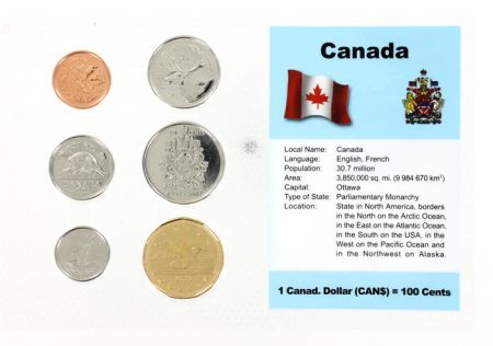 Canada Blister 6 monnaies CANADA (1 cent à 1 dollar)