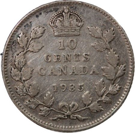 Canada CANADA, GEORGE V - 10 CENTS ARGENT 1935