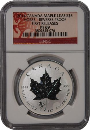 Canada CANADA  MAPLE LEAF - 5 DOLLARS ARGENT 2014 - NGC PF 69 - HORSE PRIVY