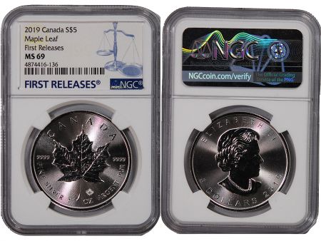 Canada CANADA  MAPLE LEAF - 5 DOLLARS ARGENT 2019 - NGC MS 69 - FIRST RELEASES