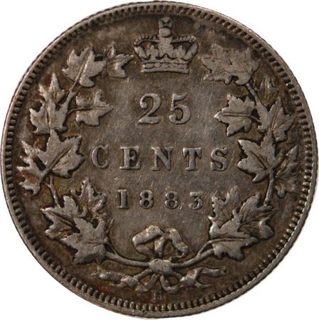 Canada CANADA  VICTORIA - 25 CENTS ARGENT 1883 H HEATON