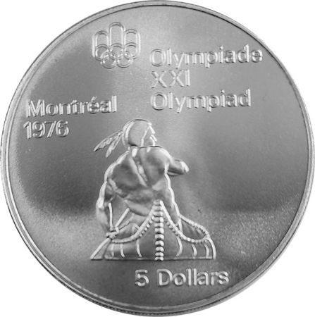 Canada Canoé - 5 Dollars Argent 1974 CANADA - Jeux Olympiques Montréal 1976
