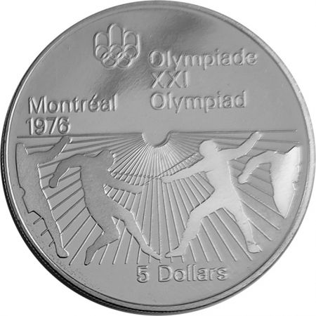 Canada Escrime - 5 Dollars Argent 1976 CANADA - Jeux Olympiques Montréal 1976