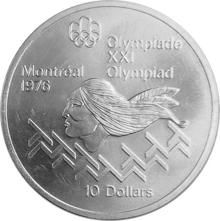 Canada Indien - Haies - 10 Dollars Argent 1975 CANADA - Jeux Olympiques Montréal 1976