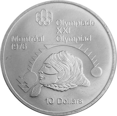 Canada Indienne - Lancer du poids - 10 Dollars Argent 1975 CANADA - Jeux Olympiques Montréal 1976