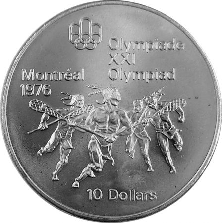 Canada Lacrosse - 10 Dollars Argent 1974 CANADA - Jeux Olympiques Montréal 1976