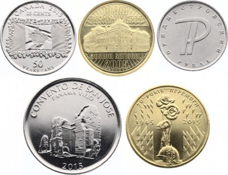 Canada LOT.2015 Lot 5 pièces 2015 - Canada - Ukraine - Transniestrie - Panama - Roumanie