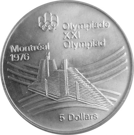 Canada Village olympique - 5 Dollars Argent 1976 CANADA - Jeux Olympiques Montréal 1976