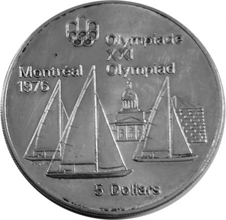 Canada Voile - 5 Dollars Argent 1973 CANADA - Jeux Olympiques Montréal 1976