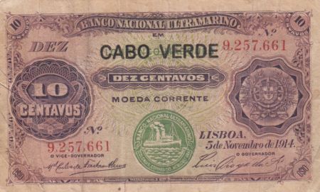 Cap-Vert 10 Centavos - 1914 - TB - P.20