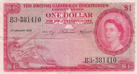 Caraïbes Britannique 1 Dollar Elisabeth II - 1958 Série B3