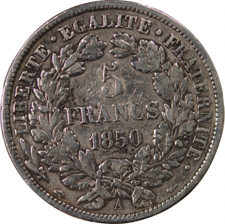 CÉRÈS - 5 FRANCS ARGENT 1850 A PARIS