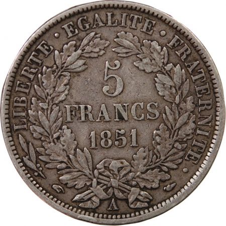 CÉRÈS - 5 FRANCS ARGENT 1851 A PARIS