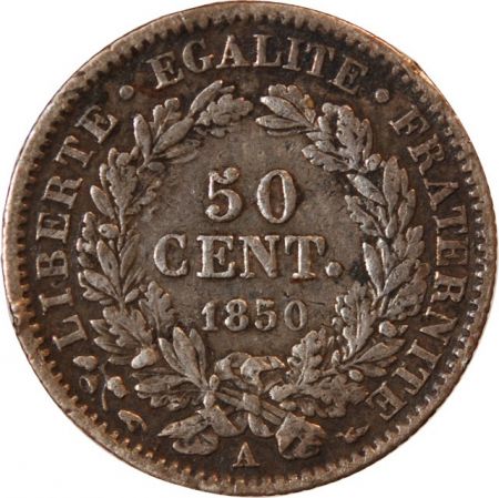 CERES - 50 CENTIMES ARGENT 1850 A PARIS