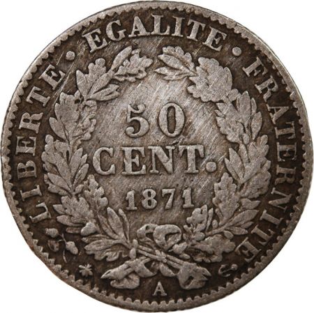 CERES - 50 CENTIMES ARGENT 1871 A PARIS