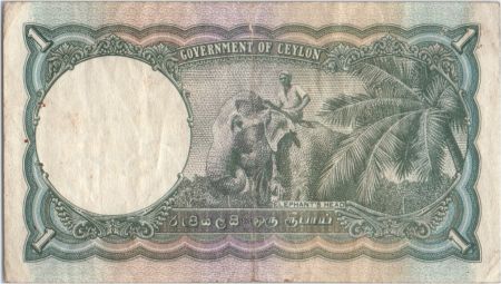Ceylan 1 Rupee George VI - Eléphant - 1941