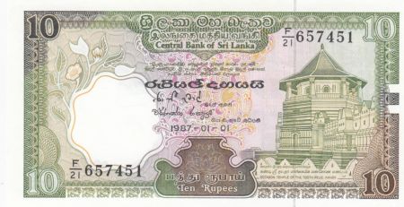 Ceylan 10 Rupees Temple - 1987 - P.96 - Neuf