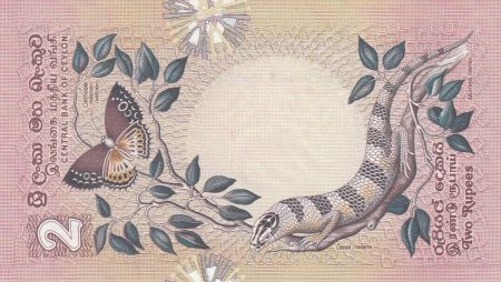 Ceylan 2 Rupees 1979 - Poison, papillon, serpent