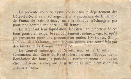 CHAMBRE DE COMMERCE  CÔTES DU NORD - 1 FRANC