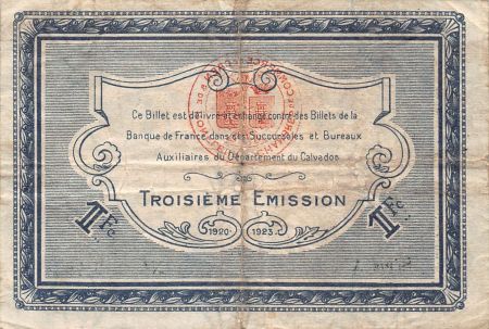 CHAMBRE DE COMMERCE  HONFLEUR - 1 FRANC 1920 / 1923