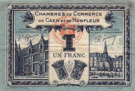 CHAMBRE DE COMMERCE  HONFLEUR - 1 FRANC 1920 / 1923