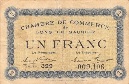 CHAMBRE DE COMMERCE  LONS-LE-SAUNIER - 1 FRANC 1920