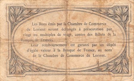 CHAMBRE DE COMMERCE  LORIENT - 1 FRANC 1915