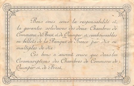 CHAMBRE DE COMMERCE  QUIMPER ET BREST - 1 FRANC 1915