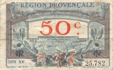 CHAMBRE DE COMMERCE  REGION PROVENCALE - 50 CENTIMES 1922