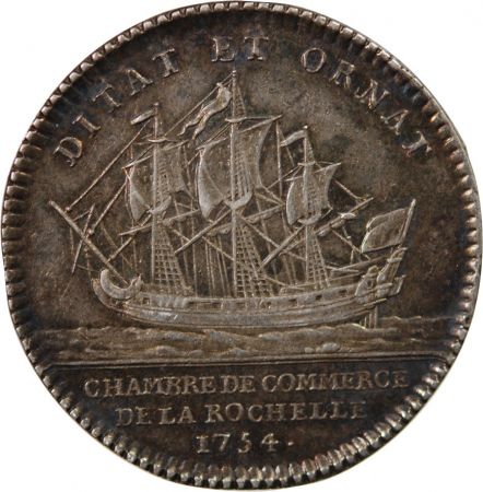 CHAMBRE DE COMMERCE DE LA ROCHELLE  JETON ARGENT 1754