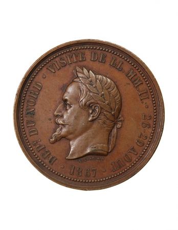CHAMBRE DE COMMERCE DE LILLE  NAPOLEON III - MÉDAILLE CUIVRE 1867