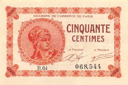 CHAMBRE DE COMMERCE DE PARIS - 50 CENTIMES 10-03-1920