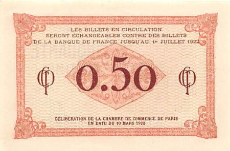 CHAMBRE DE COMMERCE DE PARIS - 50 CENTIMES 1920