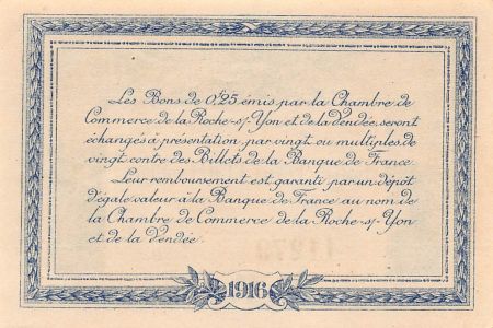 CHAMBRE DE COMMERCE DE VENDEE - 25 CENTIMES 1916 - SPL