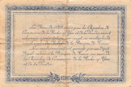 CHAMBRE DE COMMERCE DE VENDEE - 25 CENTIMES 1916 - TB+