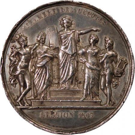 CHAMBRE DES DÉPUTÉS  LOUIS-PHILIPPE - MÉDAILLE ARGENT 1847