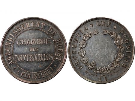 CHAMBRE DES NOTAIRES DE BREST  JETON ARGENT Poinçon Corne (après 1879)