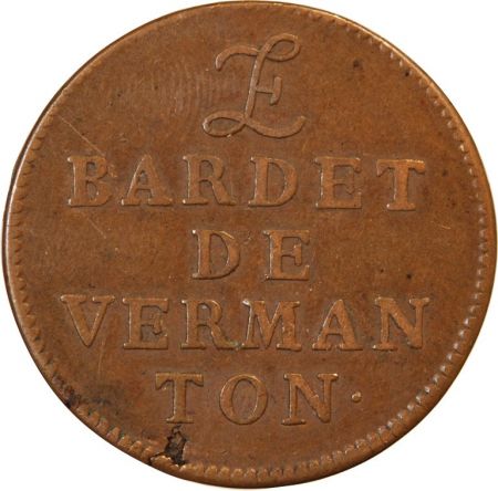 CHAMBRES AUX DENIERS  Bardet de Vermanton  JETON cuivre 1711