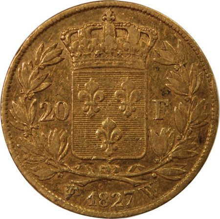 CHARLES X - 20 FRANCS OR 1827 W LILLE