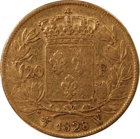 CHARLES X - 20 FRANCS OR 1828 W LILLE